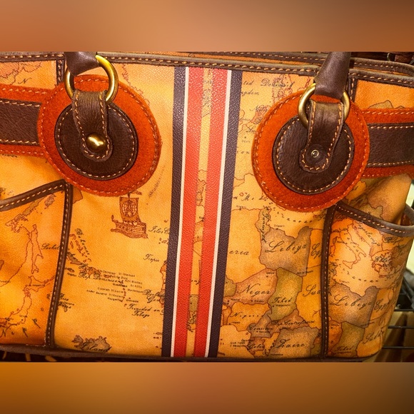 Alviero Martini Handbag. Luxury Italian Leather & Suede. GEO MAP Collection. EUC - Picture 5 of 11